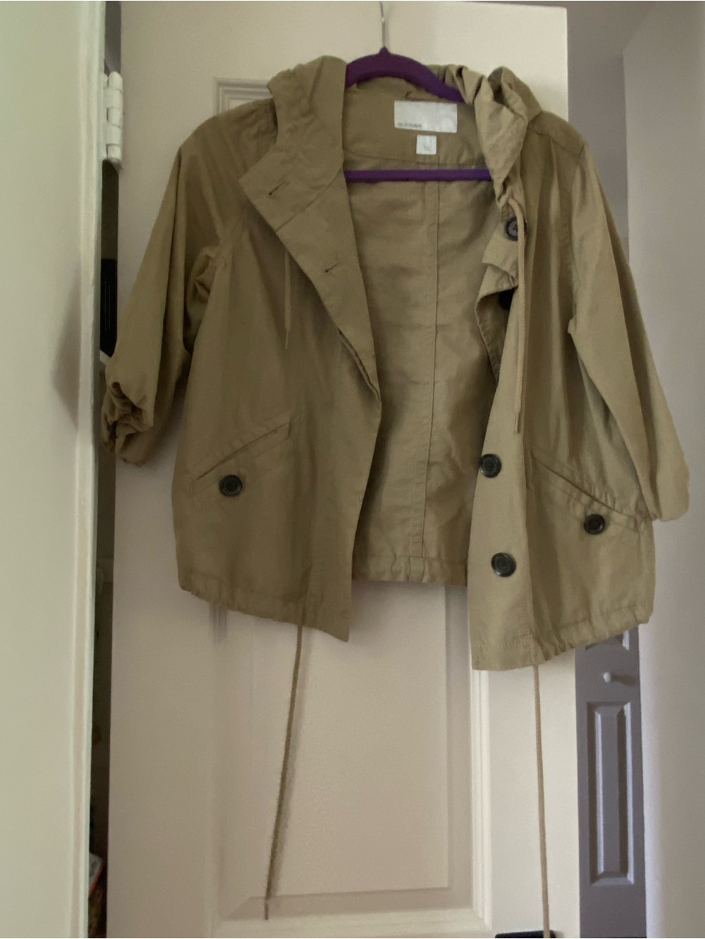Old Navy Women's Khaki Hooded Utility Jacket